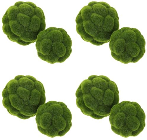 Cabilock 8pcs Green Moss Balls Decorative for Centerpiece Bowls Simulated Moss Balls Artificial Plant Ornament for Garden Wedding Party Decoration(3.9in/4.7in)