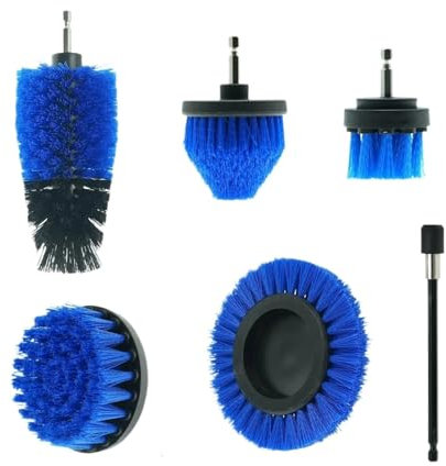 7-teiliges Power-Scrubber-Reinigungsset aus blauem Nylon mit Verlängerungsstange, Bohrwaschbürste for Boden, Badewanne, Dusche, Fliesen, Küche, Auto