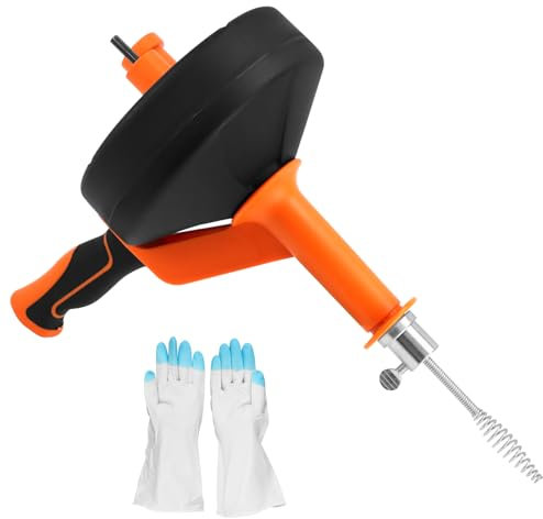 QWORK® Sonda Sturatubi 7.5 m, Molla Sturatubi con Guanti, Sturatubi Manuali ed Elettrici, per Cucina, Bagno, Lavandino