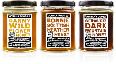 Gorilla Food Co. Raw Honey Triple Pack (Wildflower/Heather/Mountain) - 3 x 340g