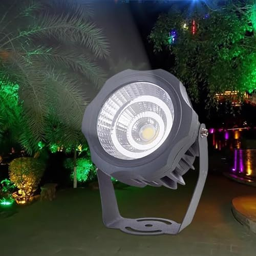Projecteur Sol Lumières - Spot LED Exterieur, Lampes Paysage Rondes COB Haute Puissance AC 220V, Lampes D'arbre Étanches Ip67, Éclairage Paysage Extérieur, Support Réglable À 180 °(Warm white,10W)