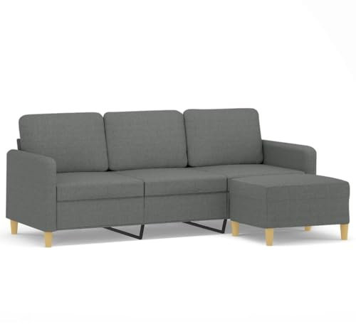 HETFTJN Küchensofa Schlafcouch Sofas Bigsofa - 3-Sitzer-Sofa mit Hocker Dunkelgrau 180 cm Stoff für Schlafzimmer Büro Hotelzimmer Jugendzimmer