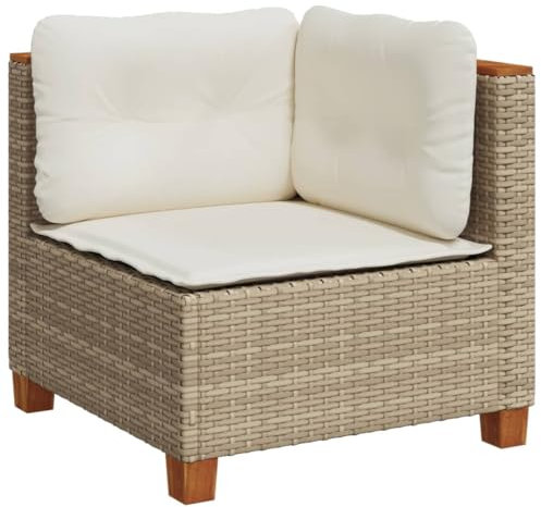 vidaXL Garten-Ecksofa mit Kissen Beige Poly Rattan