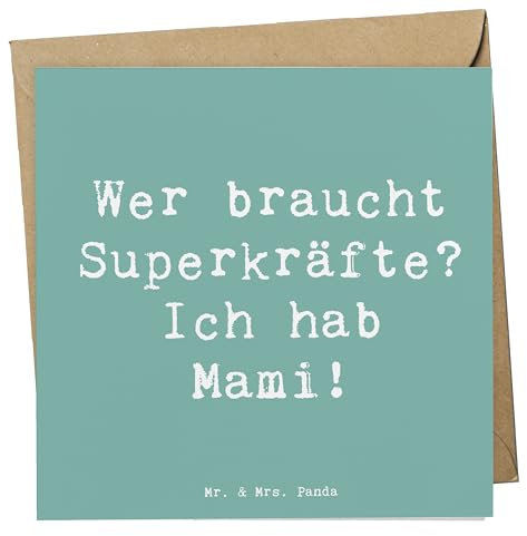 Mr. & Mrs. Panda Grußkarte Spruch Mami Magie - Geschenk, Alltag, Familie, handgemacht, doppelkarte, Klappkarte, faltkarte, Glückwunschkarte, Verwandte, Fürsorglichkeit, Mom, Mama, Geschenke