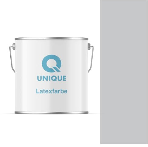 Q UNIQUE Latexfarbe 5L (ca.35m2) Hellgrau Innenfarbe Wandfarbe Deckenfarbe Klasse 3 Mattfarbe Scheuerfest Hohe Deckkraft