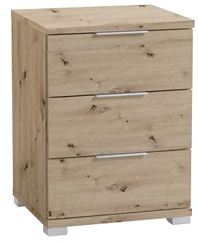 SMILLA Nachttisch in Artisan Eiche Optik Nachtschrank mit 3 Schubladen | 46 x 61 x 42 cm (B/H/T), minimalistisches Design, geräumige Ablagefläche, viel Stauraum, Artisan Eiche Dekor