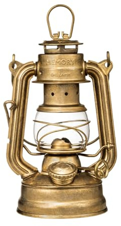 Thous Winds Retro Sturmlaterne, Memory Kerosin Laterne (Klassische Version), Petroleum Lampe Outdoor mit Tragegriff, Perfekte für Camping, Wandern, Terrasse, Gartenabende, Picknick, Messing
