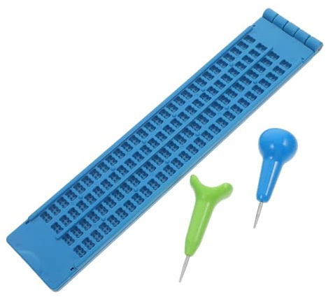 VERDANVERSE Kit Scrittura Braille Penna Portatile Linee Libro Braille Tastiera Strumento Apprendimento Accessorio Per Ragazza Non Vedenti e Ipovedenti Blu