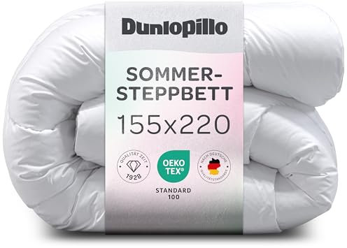 Dunlopillo Bettdecke 155x220 - Premium Sommerdecke | Oeko-Tex Zertifiziert Decke für Allergiker | Leichte Steppdecke, Decken, Duvet, Oberbett, Bettdecken 155x220cm