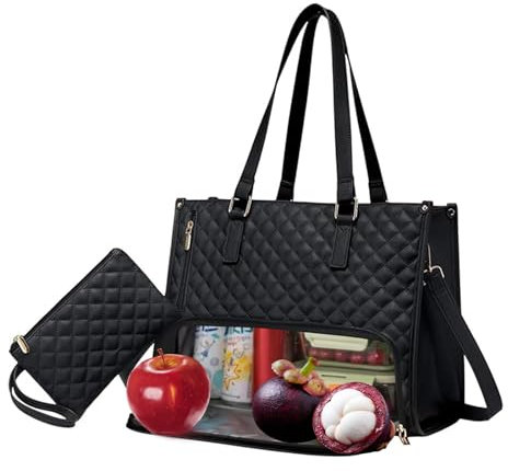 Olgary Lunchtasche für Frauen, 2-in-1 Lunch Bag Handtasche Kombination, Laptop-Tasche mit isoliertem Lunchfach, Wiederverwendbare für Reisen Urlaub Picknick Arbeitswege