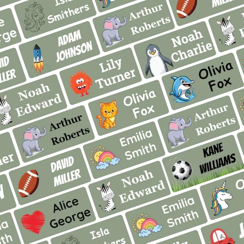 46 x Washable Name Stickers for Clothes Kids No Iron Labels for School Stick on Uniform Name Tags School Clothes Labels Papa Prints