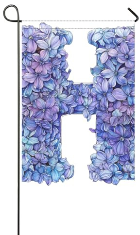 Floralmorphischer Buchstabe H, blau-violette Hyazinthen-Blume, Aquarell, Urlaub, Hofflaggen für draußen, Weihnachtsbanner für Veranda, Dekoration, 30,5 x 45,7 cm, doppelseitig