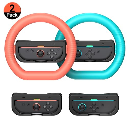 GagaKing 2 Pack Steering Wheels for Nintendo Switch 2 Joy Con(2025), Detachable Controller Racing Wheels for NS2 Mario Kart World/ 8 Deluxe, Comfortable Grip, Family Games Swicth 2 Accessories