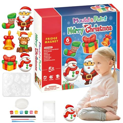 Liakyunf Yeso Navideño Para Pintar,De Navidad Sin Pintar - Figuras De Yeso Con Imán Para Manualidades,Para Proyectos Artísticos Infantiles Fiestas Decoración Aula