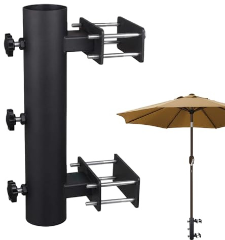 yakermur Sonnenschirmhalter für Terrasse, Verstellbarer Sonnenschirmhalter, rostbeständig, Klemmhalterung für Terrasse, für Geländer, Außenbereich, Balkon, Innenhöfe, Gärten