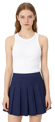 HOEREV Plisserad tenniskjol med integrerade shorts, sportig kjol för aktiva kvinnor, klassisk plisserad design, Marinblå, L