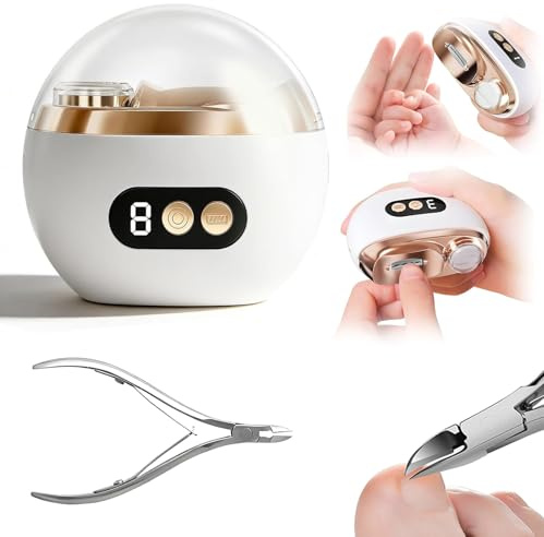 Elektrischer Nagelknipser Set，Automatischen 3-in-1-Nagelknipser + Präzision Nagelhautschere（für Tiefe Dicke Eingewachsene Fußnägel）nagelschere fussnägel，Ideal für Ihre Nagelpflegebedürfnisse（Weiß）