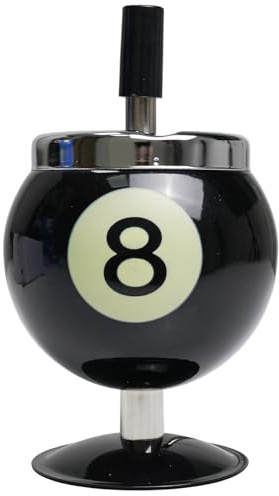 Mugtide Ceniceros Portátiles, Diseño Estilo Billar, Diseño Original, Resistente Al Viento con Tapa, Apto para Uso Interior y Exterior, Ideal para Hombres y Niños (Negro)