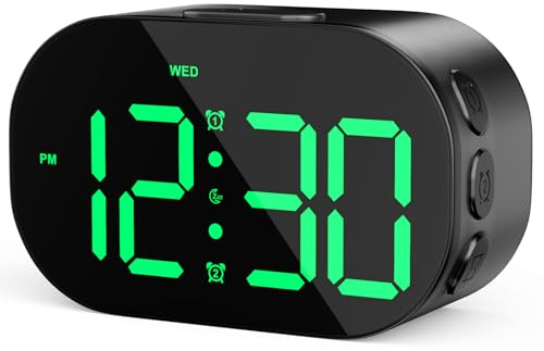 Ayybboo Aluminium Digital Alarm Clock for Bedroom and Travel | Large Clear Digits, Adjustable Brightness and Volume,Snooze Mode, 12/24 Hour Format,USB and Battery Operated