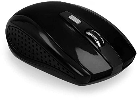 OcioDual Ratón Óptico Inalámbrico 6 Botones con Receptor USB 1600 dpi para PC Ordenador Laptop Negro Brillo Mouse Sin Cables