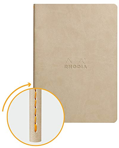 Rhodia 116455C Rhodiarama Notizbuch (ideal für Ihre Notizen, DIN A5, 14,8 x 21 cm, 32 Blatt, dot, Premium Velinpapier 85g, elfenbein) 1 Stück, beige