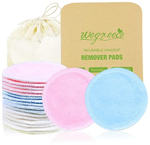 Wegreeco Reusable Cotton Rounds - Makeup Remover Pads for All Skin Types - Cotton Cloth for Removing Makeup - Dog Eye Wipes Tear Stain Remover 16 Pack (Velour, 3 Color)