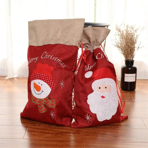 Topanke 2er Set Weihnachtsmannsack 55 x 32 cm Geschenkesack Nikolausstiefel Geschenksack Gabensack Weihnachten Nikolaussack Nikolaus Deko Sack