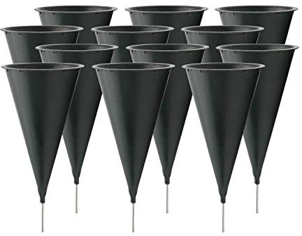 Royal Imports Cemetery Vases for Grave with Spikes Flowers Holder Decorations, Outdoor Memorial Markers, Floral Plastic Pot with Metal Ground Stakes, Medium, Set of 12