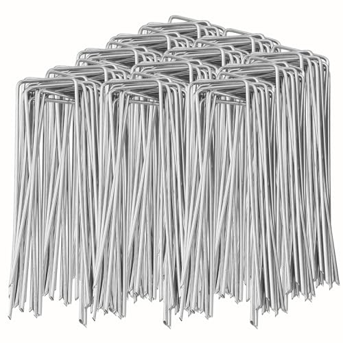 100 Pack Garden Landscape Staples, 6 Inch 11 Gauge Galvanized Garden Stakes Ground U Shaped Landscape Pins to Secure Lawn Fabrics Weed Barrier Covers Ground Cover and Landscaping