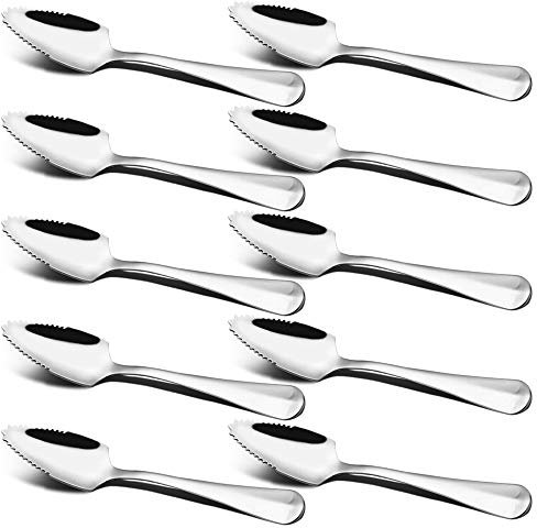 SourceTon Grapefruit- und Dessertlöffel, Edelstahl, mit Wellenschliff, 15,2 cm, 10 Stück