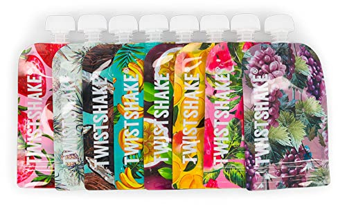 Twistshake Babynahrungsbeutel 100 ml – 8er-Set | Wiederverwendbare Babynahrungstasche mit doppeltem Reißverschluss | BPA-freie Fill n Squeeze Baby-Entwöhnungsbeutel | Auslaufsicherer Quetschbeutel