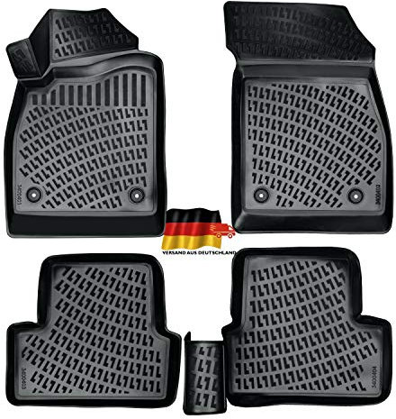 Rizline Passgenau 3D Fussmatten Auto Kompatibel mit Opel Astra G & H 1998-2010 Auto Zubehör 1. und 2. Reihe Gummimatten Autos TPE Allwetter Geruchlos rutschfest Vorne & Hinten Schwarz