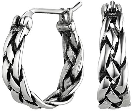 JewelryWe Creolen Herren Damen Geflochten Schädel Totenkopf Skelett Hand Ohrringe Ohrstecker Retro Edelstahl Ohrschmuck für Männer Frauen Halloween