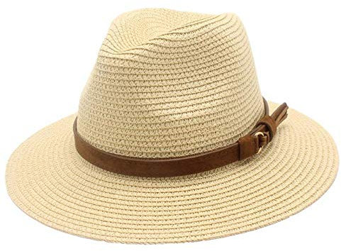 Sonnenhut Strohhut Hut Damen Stroh Strand Sonnenhüte Frauen Strandhüte Breite Krempe Panama Hut-Beige_56-58Cm