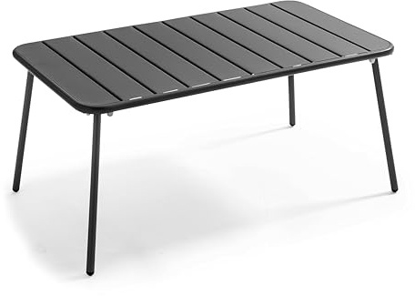 Oviala Table Basse de Jardin Acier Gris Anthracite 90 x 50 cm - Palavas