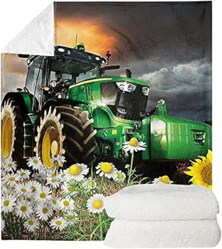 Proxiceen kuscheldecke Traktor Thema Decke Flanell Decke Sofadecke Flauschige Warme tagesdecke (Stil 4,150 x 200 cm)
