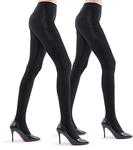 WAKUNA 2 Paar Damen 80D ultra blickdichte Strumpfhose mit Control Top | All Day Comfort Fit，Durable Wear-resistant，Skin-friendly & Breathable