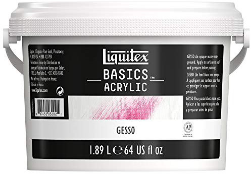 Liquitex 8870294 Basics Acrylfarbe Gesso, perfekte Grundierung in mattweiß, gebrauchsfertig, matt, opak deckend, für Leinwand, Papier, Stein, Holz, Gips - 1,89 Liter Topf