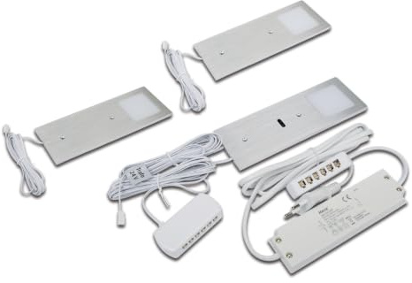 Quellmalz Succsale SAB LED-LED ECO-Pad F 3er-Set-Unterbauleuchten -silber Alu