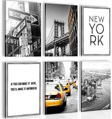 Novart Wandbilder Set New York City - KOMPLETT AUFHÄNGFERTIG - Made in Germany - Moderne Bilder Wohnzimmer Schlafzimmer - N006364a