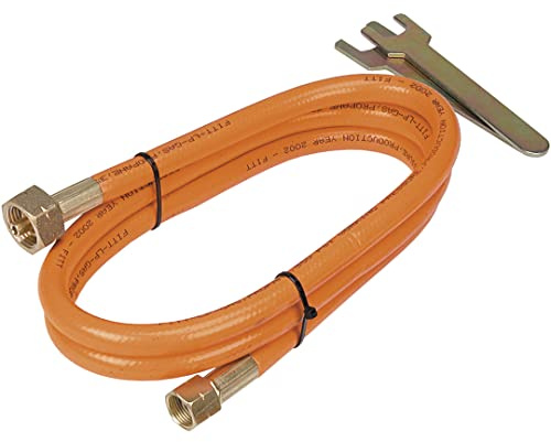 NEO TOOLS Gasverbindungsschlauch 2m-5m lang, geeignet für 11-kg-Flaschen, speziellen PVC-Komponenten, für das beliebte Gewinde W21.8 L x 3/8 L, mit 2 praktischen Einstellschlüsseln (5m)