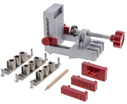 Milescraft 1334 Joint Master – Self-Clamping Aluminum Doweling Jig. Creates Edge, Corner, and Surface Joints. Includes Centering Spacers. For 1/4in, 5/16in, and 3/8in Dowel Pins