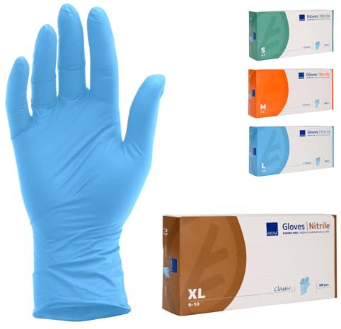 ABENA Blue Disposable Gloves, Extra large size, Pack of 50 Pairs, Nitrile Gloves, Latex Free, Suitable for Surgical use, Cleaning, Car Detailing, Kitchen use and more