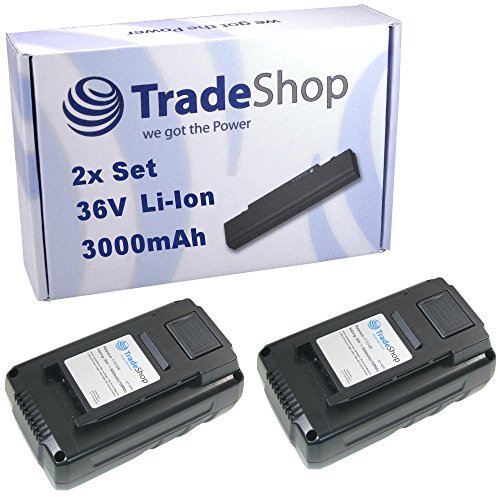 2x Trade-Shop Premium Li-Ion Akku 36V / 3000mAh / 144Wh kompatibel mit Al-Ko LBV 4090 Akku-Laubsauger Moweo 46.5 Li SP Akku-Rasenmäher