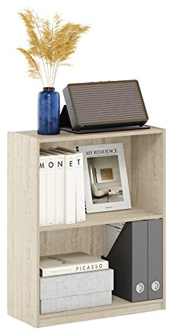Furinno GRUEN Book Shelf, 2-Tier Bookshelf, Bookcase with Open Shelf, 9.3 x 21.8 x 27, for Living Room, Bedroom, Home Office, Metropolitan Pine
