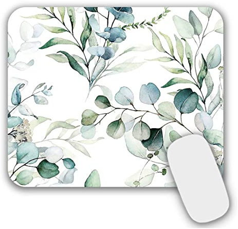 AOKSUNOVA Tapis de souris petit avec motif - Tapis de souris design 24 x 20 cm - Eucalyptus