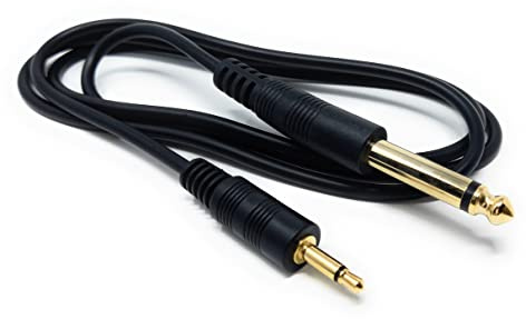 DRUT 1m 3.5mm MONO Jack to 6.35mm MONO Jack Cable Lead | Plug Audio TS Coax, Male to Male, Gold Flashed Ends, 3.3ft.