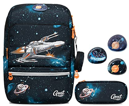 GMT for Kids Schulranzen Set 4-teilig Ergonomische Ultraleichte Schultasche Mädchen Junge Kinder Schulrucksack Prinzessin Kitty Grundschule Schultaschen 1-4. Klasse Rucksack 22 L