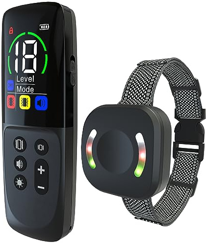 Collar Adiestramiento Perros,Collar Adiestramiento Alcance Remoto de 2500M con Bloqueo de Seguridad,4 Modos de Adiestramiento Luz LED/Sonido/Vibración/Fuerte Vibración,Resistente al Agua y Recargable