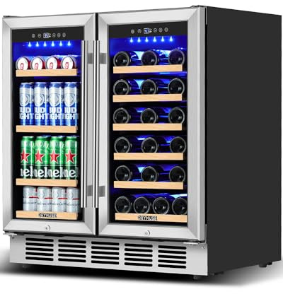 ORYMUSE Wine and Beverage Refrigerator 30 Inch, Beverage Fridge Dual Zone with Upgraded Cooling, Wine Beverage Cooler Built-in or Freestanding, 30 Bottles and 110 Cans Large Capacity